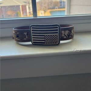 Camouflage Belt with American Flag Buckle